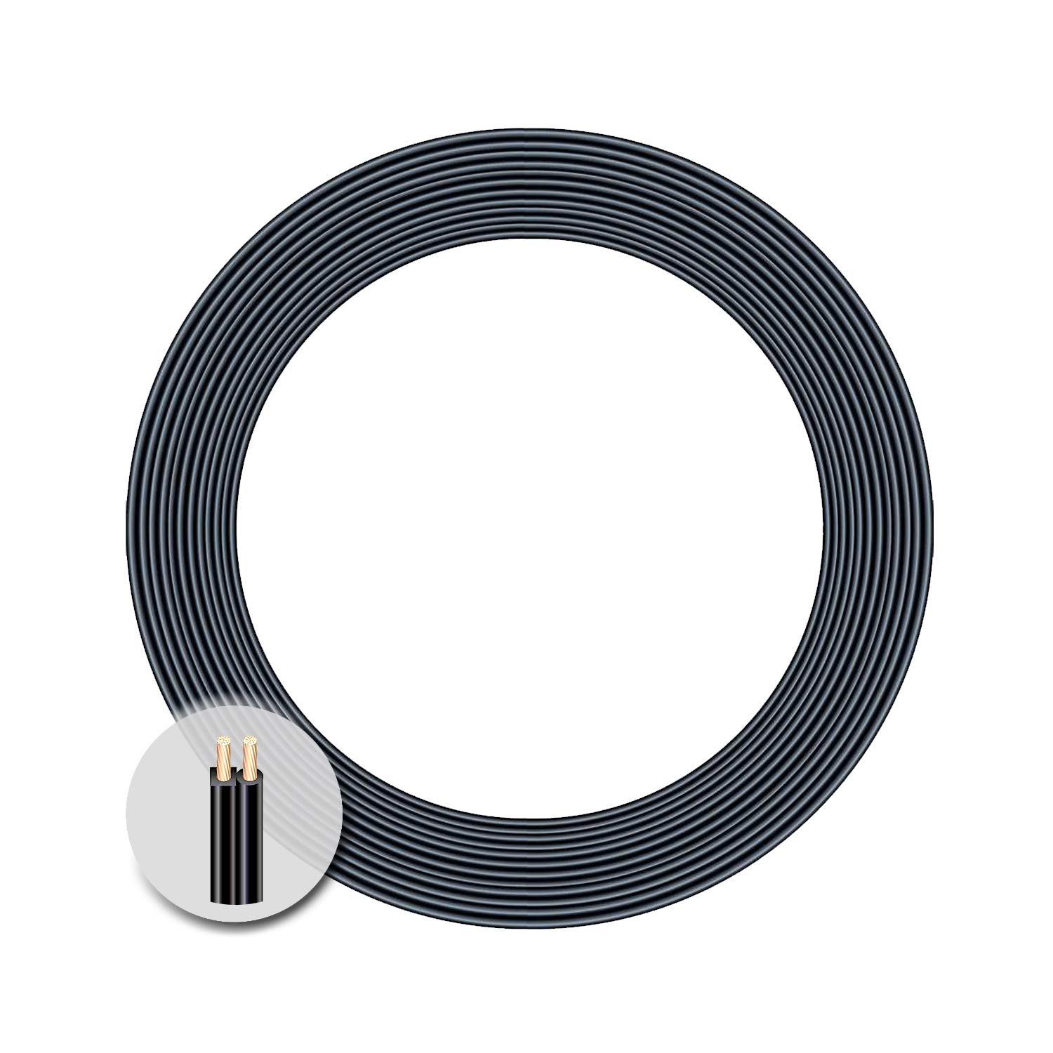 Low Voltage Landscape Lighting Cable 18/2 SPT-1 Bulk Lamp Cord?300-Volt 18-Gauge?100-feet Spool?Black,UL Listed?