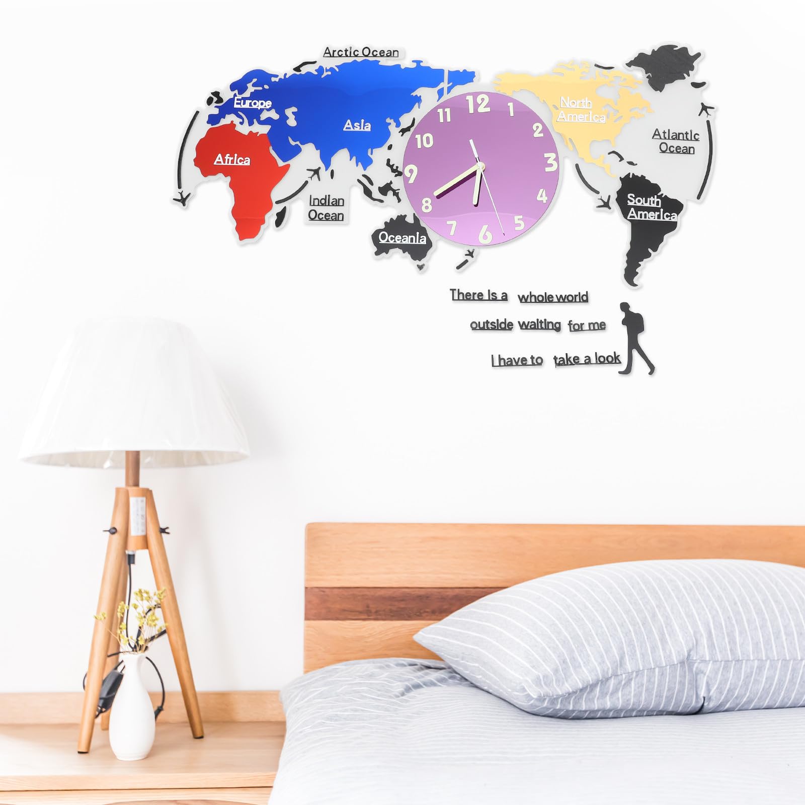 Reloj de Pared Mapa del Mundo de Acrílico para Sala