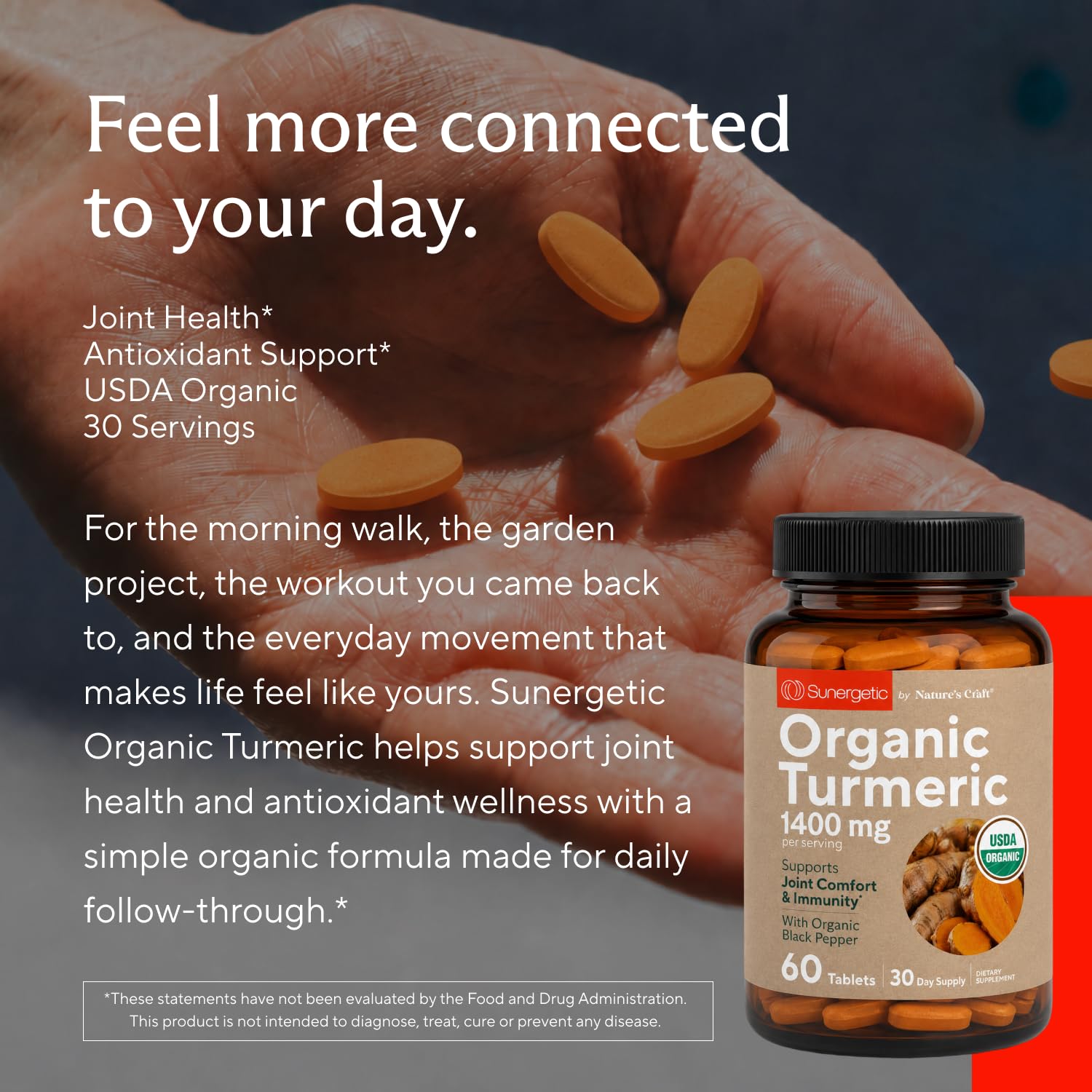 USDA Certified Organic Turmeric Supplement – Includes Organic Turmeric & Organic Black Pepper – 1,400mg of Turmeric per Serving - 60 Count (Pack of 1) — Amazon image 6