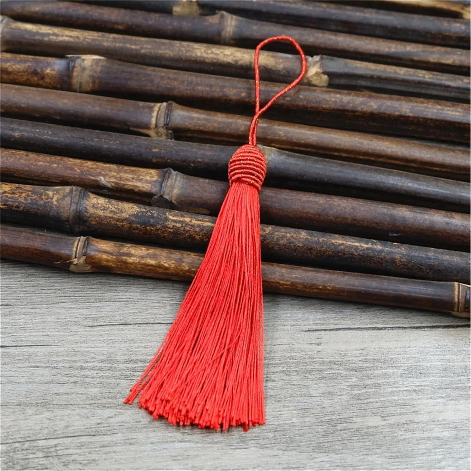 Bookmark Tassels 60/100pcs Hanging Rope Silk Tassels Fringe Sewing Bang Tassel Trim Key for DIY Curtain Accessories(Red,60pcs)