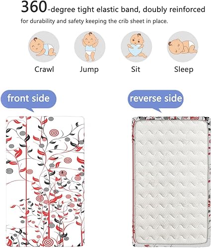 Miniatura 5 de Sábanas bajeras ajustables para cuna pequeña con temática floral, sábana bajera portátil para colchón de cuna o sábana para cama infantil, 24 x 38
