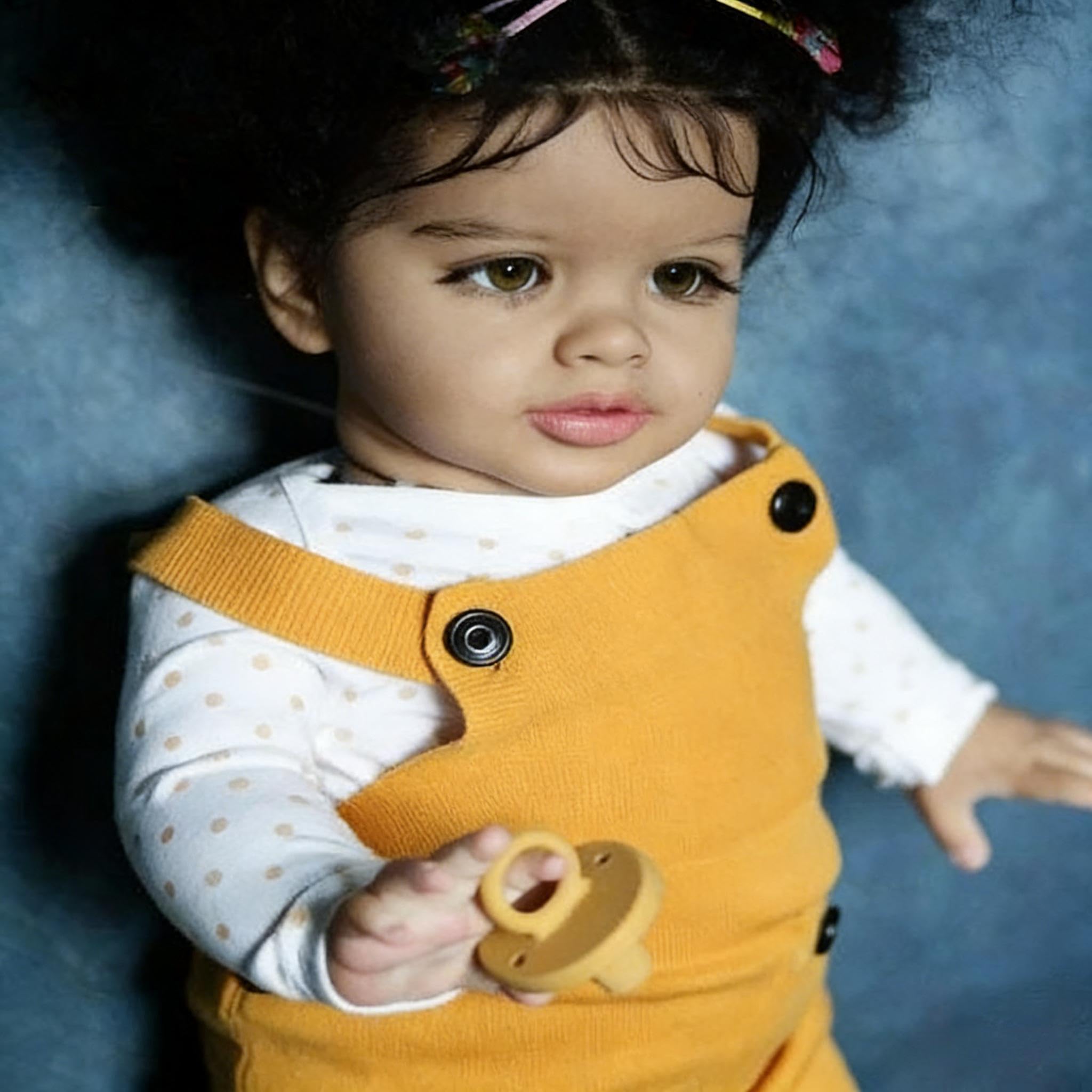 RXDOLL Afroamerykanin Reborn Baby Dolls Dziewczyna 66 cm Duży Rozmiar Realistyczna Maluch Baby Doll Czarne Dziewczyny Miękka Tkanina Winylowa Body Prawdziwie wyglądające Reborn Maluch Lalki Zabawki