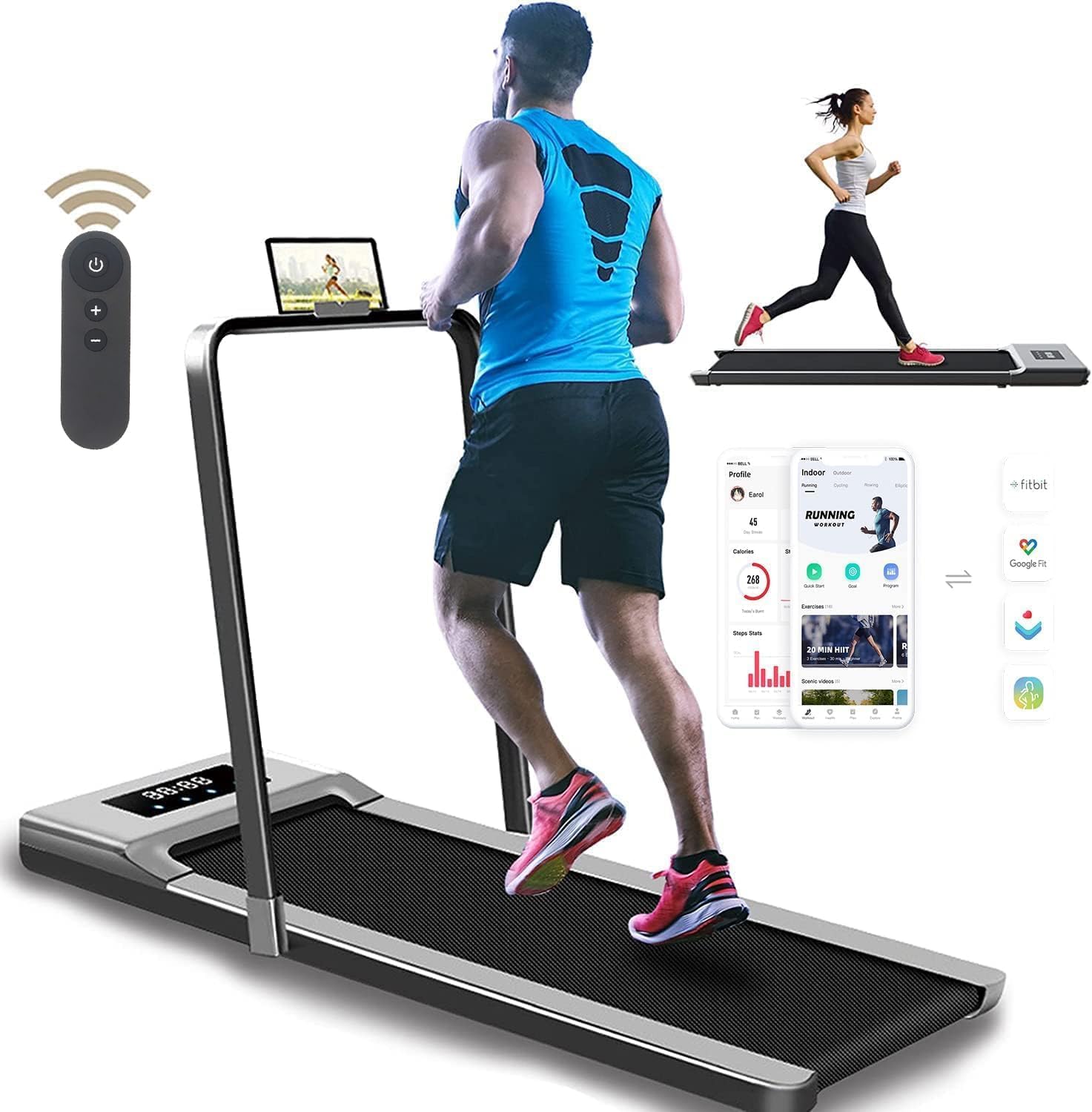 BEAPHIE 2 in 1 Under Desk Treadmill, 3.5HP Electric Folding Treadmill