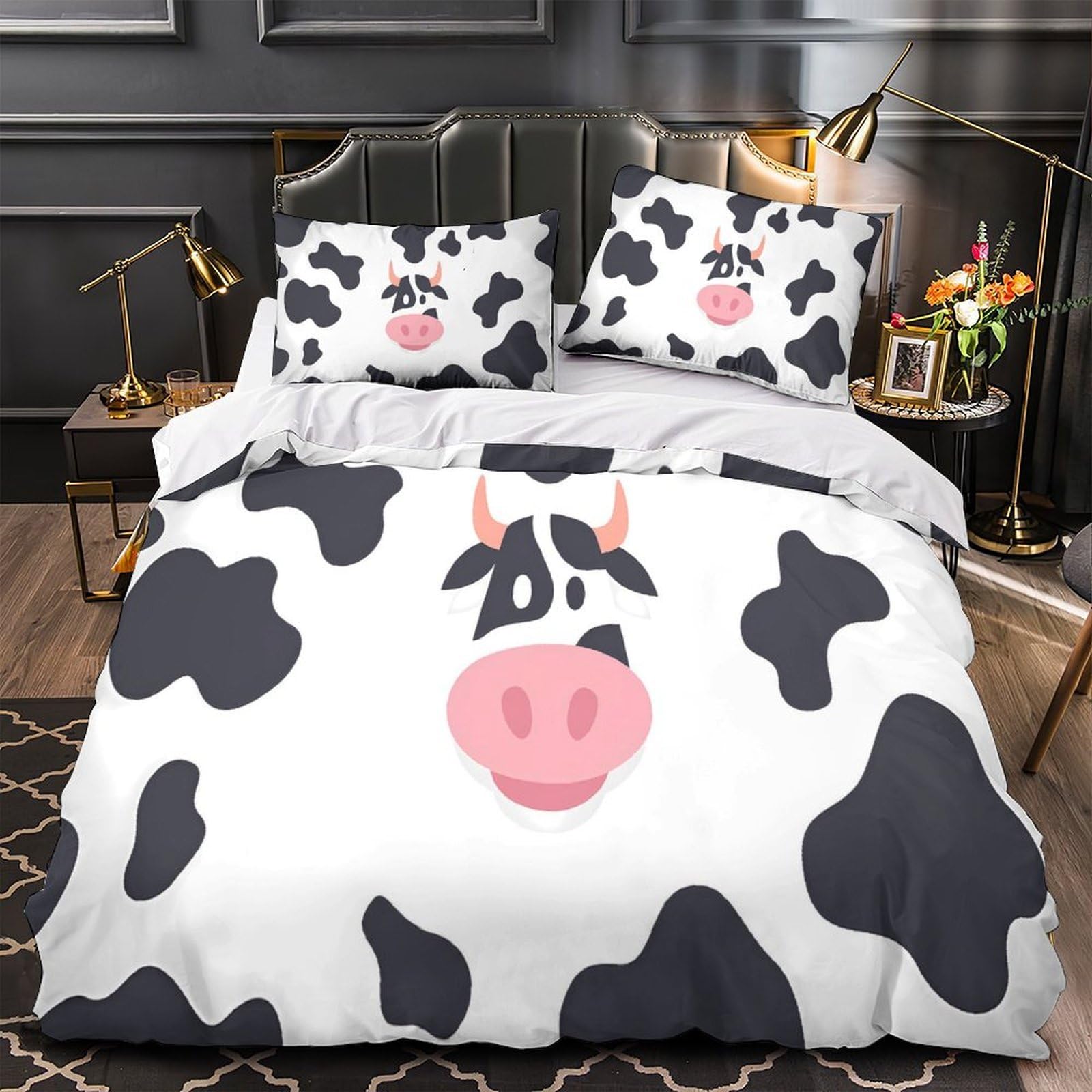 Parure de lit motif vache 3D, le cadeau d'anniversaire idéal pour passionné d'animaux