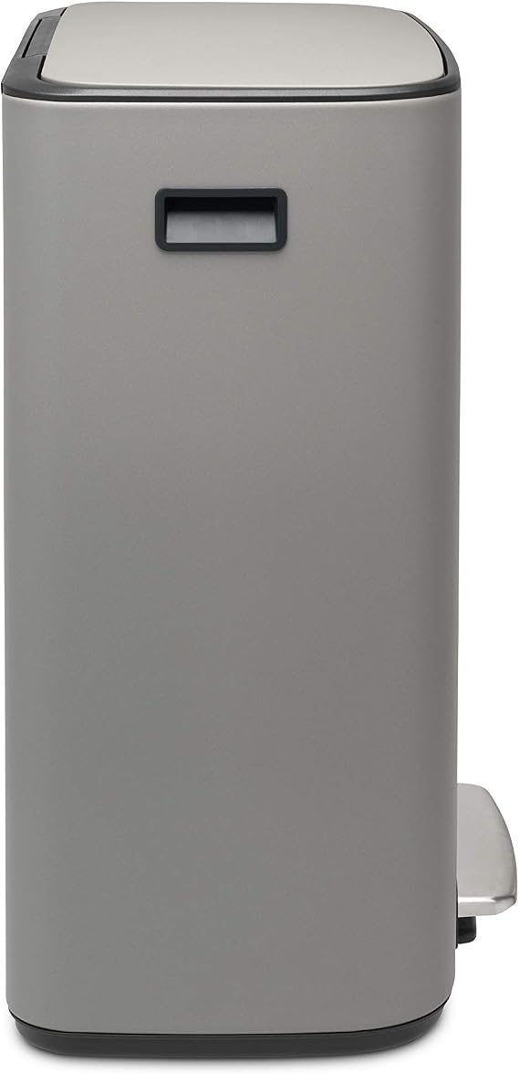 Brabantia Bo Pedal Bin - 60L Inner Bucket (Mineral Concrete Grey) Large Waste Kitchen Bin - Soft Closing Lid