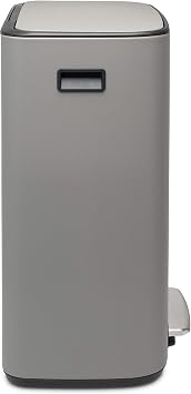 Brabantia Bo Pedal Bin - 60L Inner Bucket (Mineral Concrete Grey) Large Waste Kitchen Bin - Soft Closing Lid