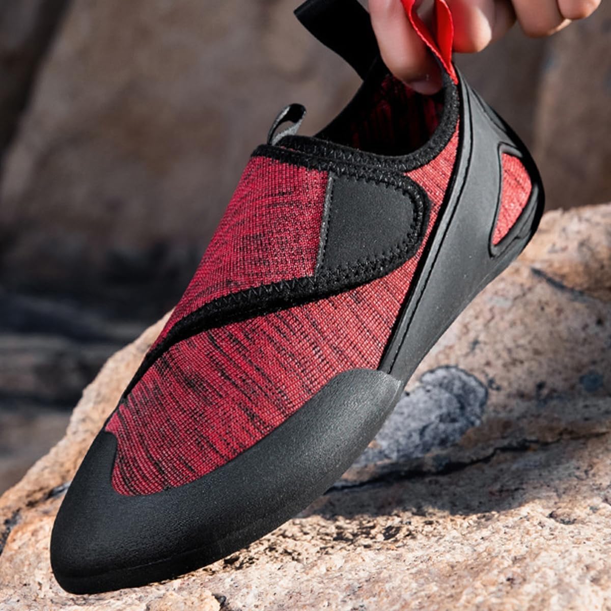 Men's Rock Climbing Shoes Anti-Slip Lightweight Breathable Bouldering Shoes Rubber Outsole for Outdoor Climbing