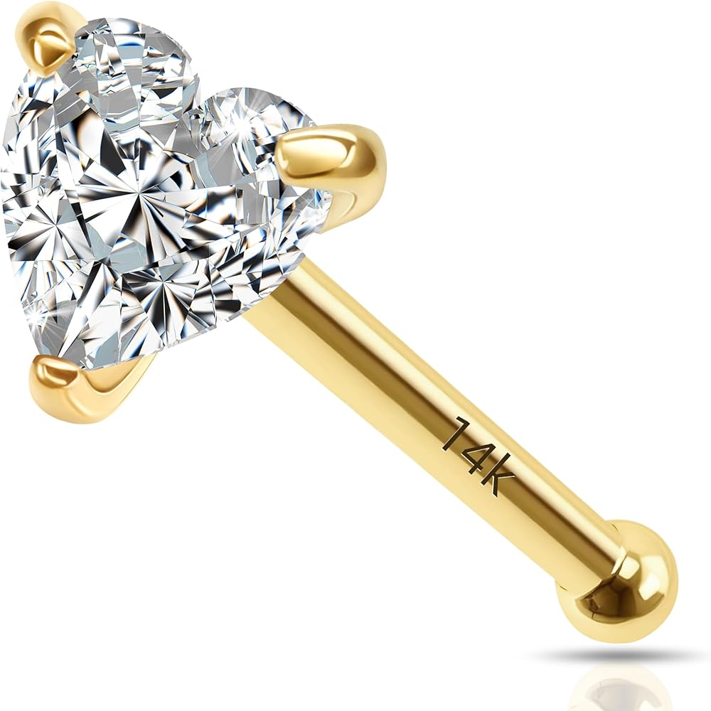 Amazon.com: RL ROSARY LAND 20G Nose Stud 14k Yellow Gold Nose