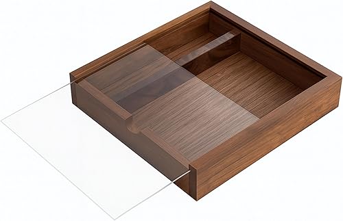 Miniatura 11 de Joyero de nogal de 3.7 x 3.7 x 1.6 pulgadas para anillos, aretes, recuerdos, regalo de boda, regalo elegante, caja de madera hecha a mano Caja de