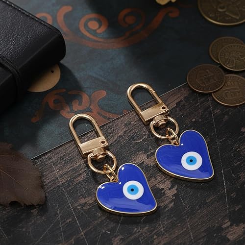 Miniatura 6 de 2 llaveros contra el mal de ojo, llaveros de corazón con dije de mal de ojo, accesorios de protección de amuleto de buena suerte para mujeres y
