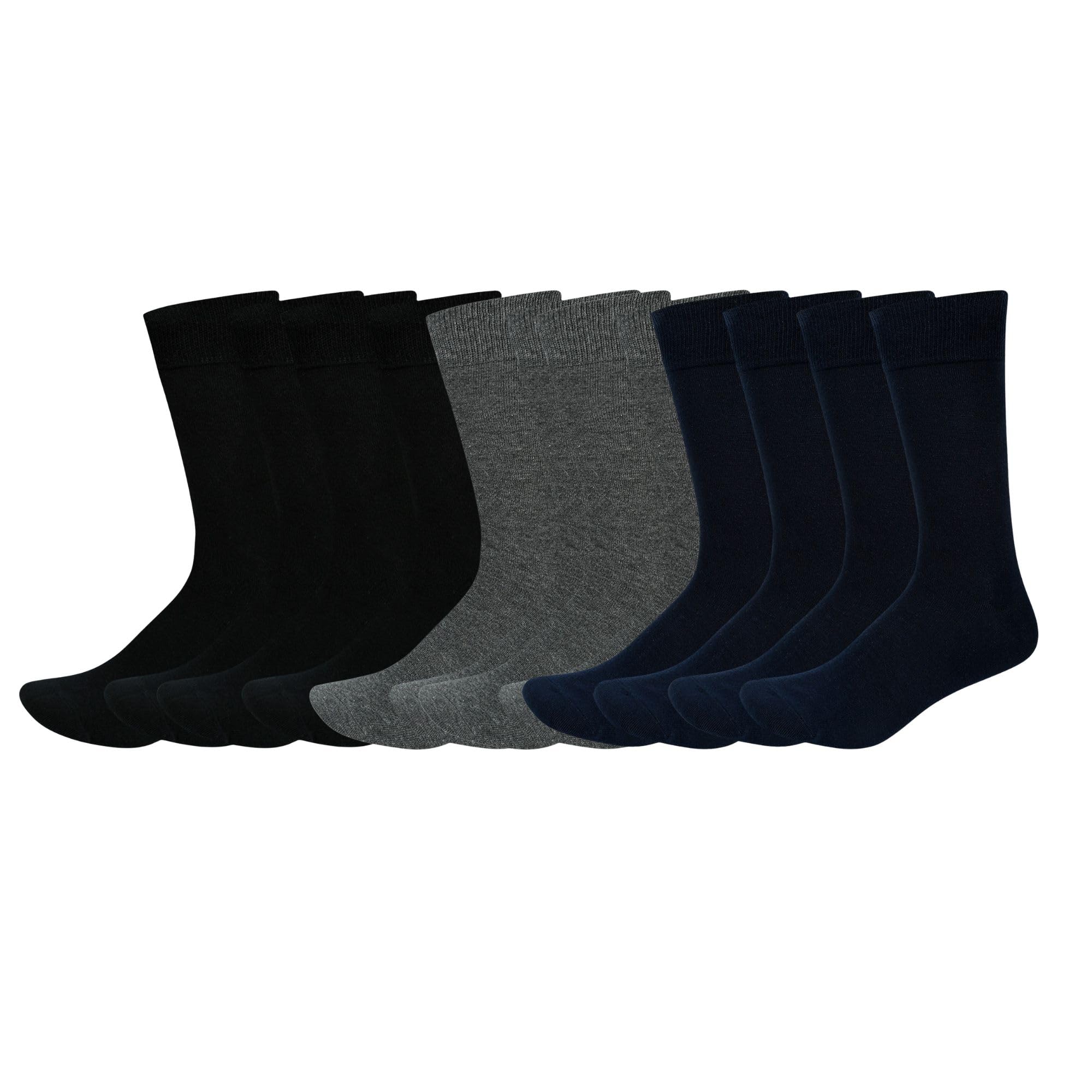 Sponsored Ad - BALENZIA SocksXpress Men’s Plain Crew Socks | Black, Navy, Dark Grey | Combed Cotton, Arch Support, Rib-Stitched Cuff | Reinforced Heel & Smooth Toe Seam | Everyday Comfort | Pack of 3