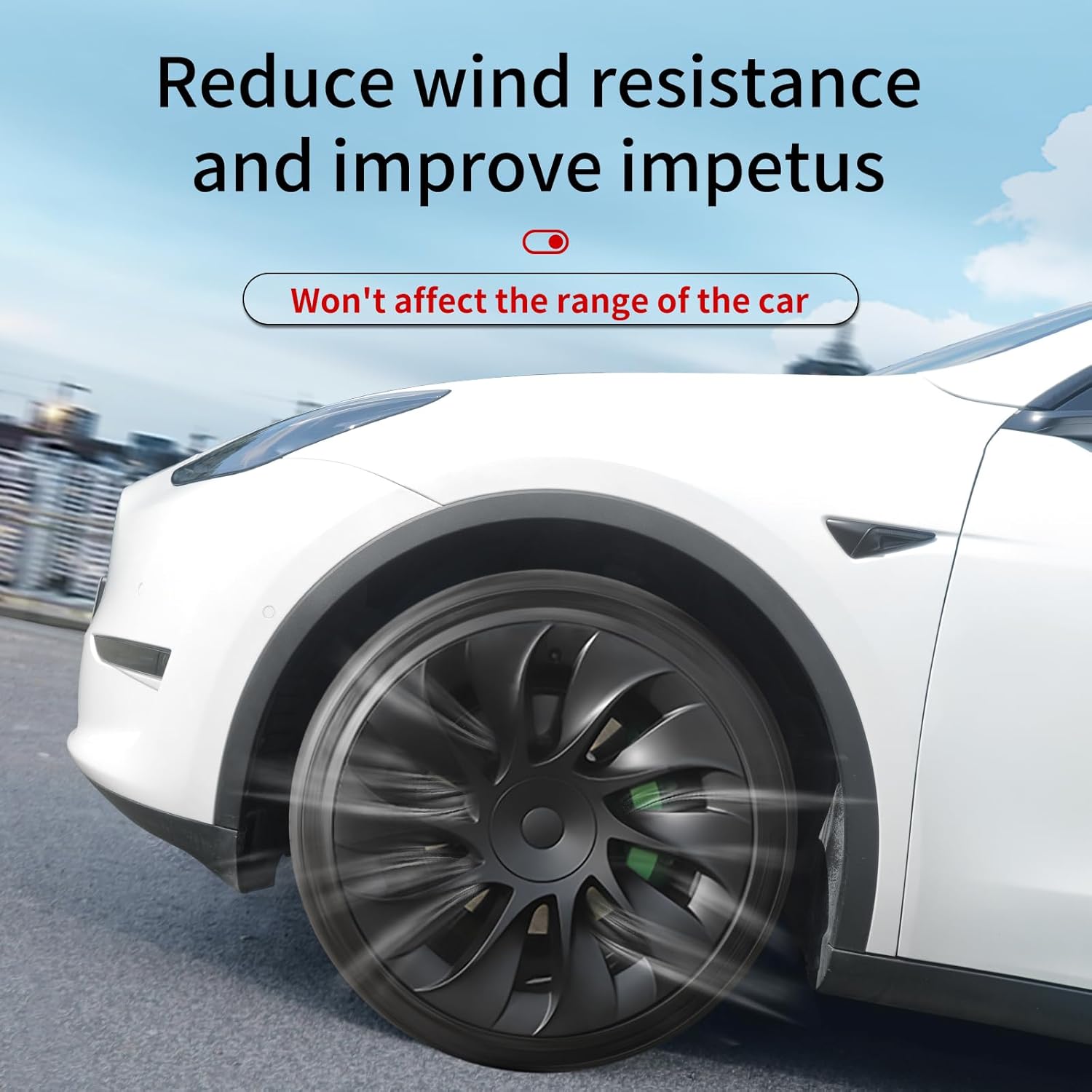 for Tesla Model Y (2020-2024) Wheel Cover Hubcap 20 Inch Set of 4 Matte Black Cyclon Style Hub Cap ABS Car Accessories (Cyclon Style, 20 inch)