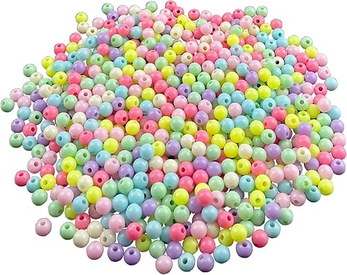 Miniatura 5 de 900 cuentas de color acrílico pastel de 0.315 pulgadas, cuentas redondas coloridas de plástico surtidas, cuentas de círculo de plástico lindo arco