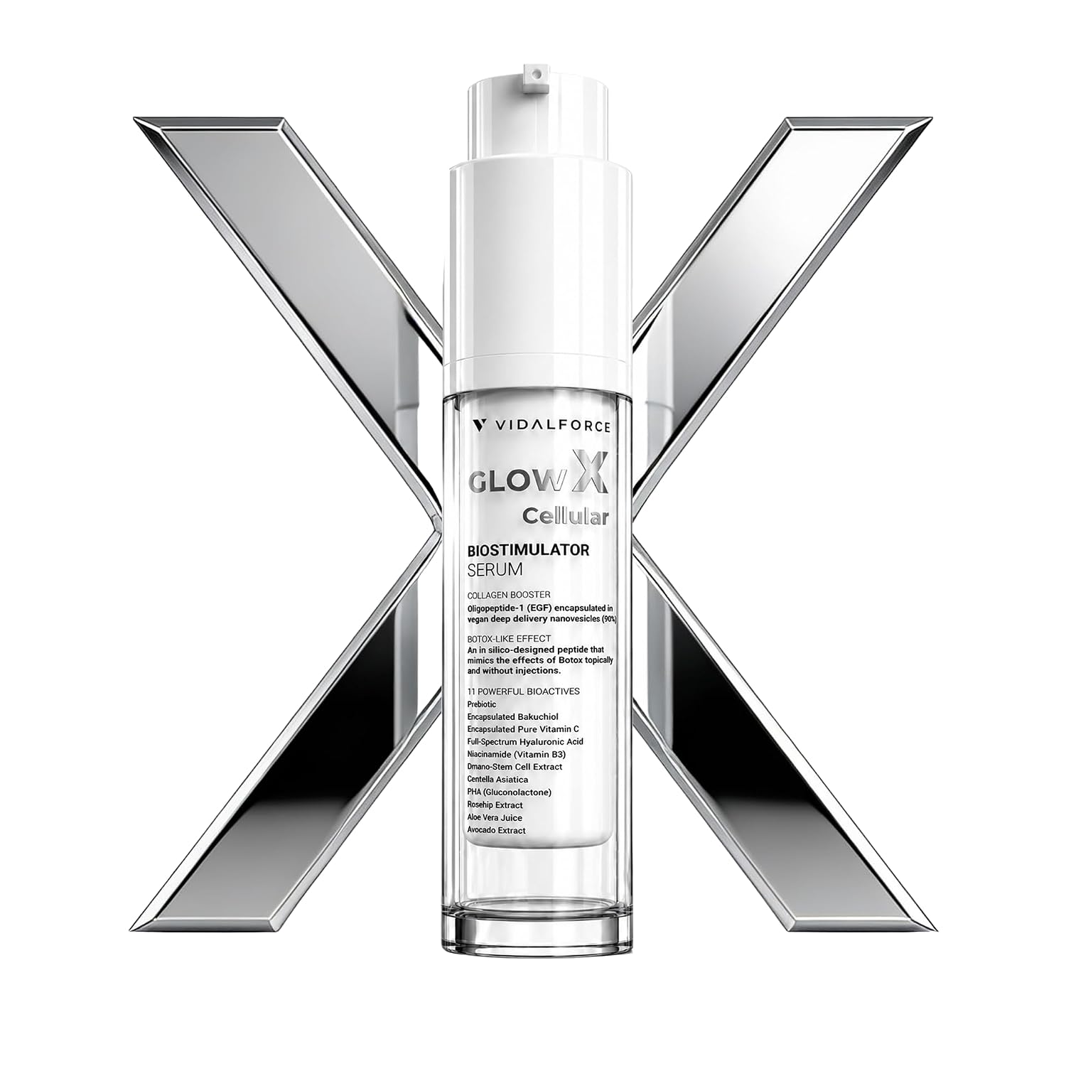 Glow X Extreme Biostimulator Serum - Up to 1100% More Collagen - The Secret of Hollywood Stars I Natural Anti-Wrinkle Serum with 100/100 in Yuka 30 ml