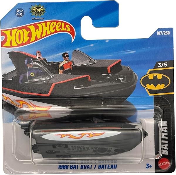 Hot Wheels - 1966 Bat Boat - JJJ67 - Batman 3/5 - Short Card - schwarz - DC Classic TV Series - Warner Bros Lizenz - Mattel 2026 (107/250) - 1:64 - 1
