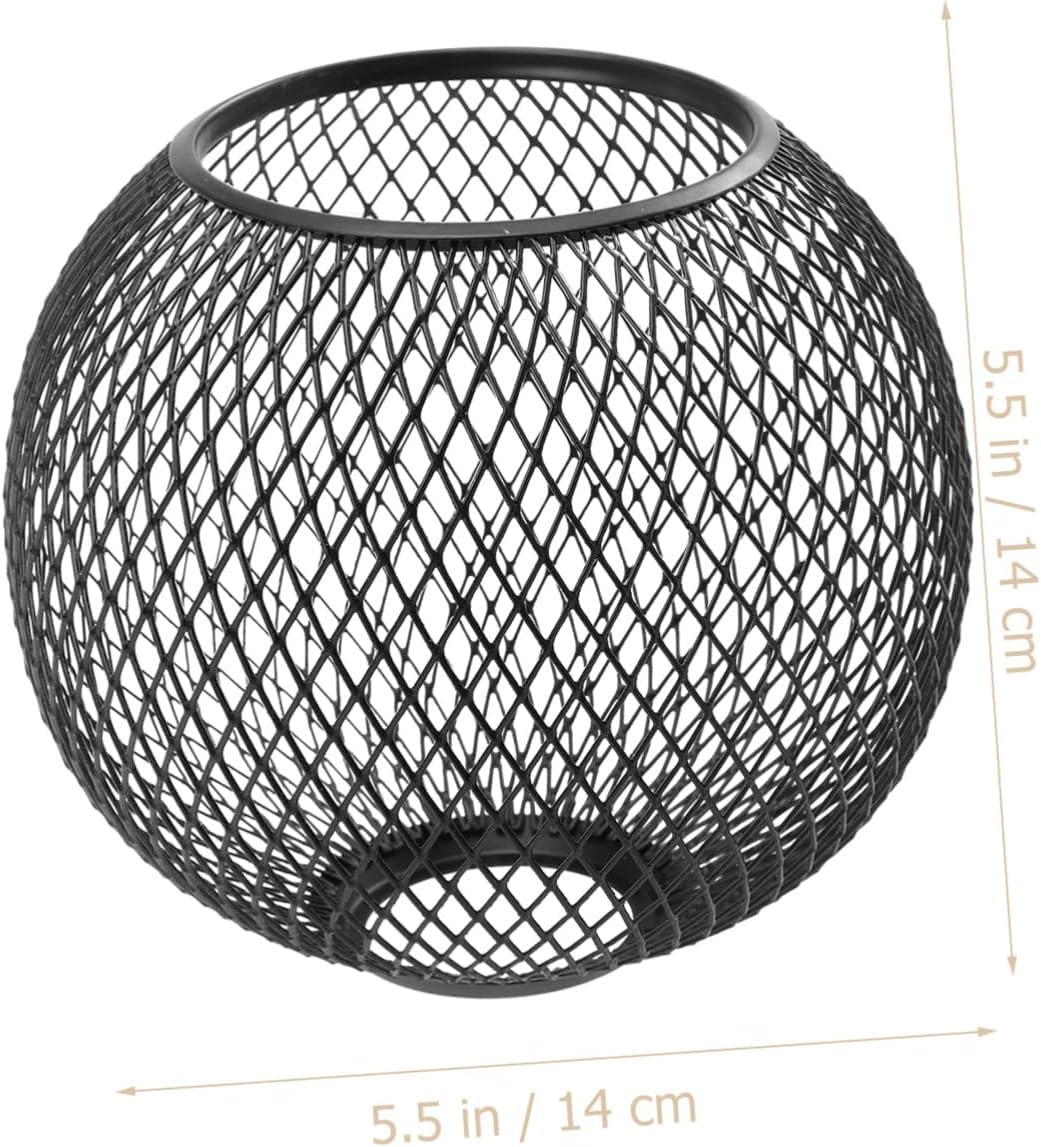 WOONEKY Modern Black Hollow-out Lamp Shade Cover for Home Decor Spherical Mesh Design Easy to Install for Bedroom and Living Room Lighting