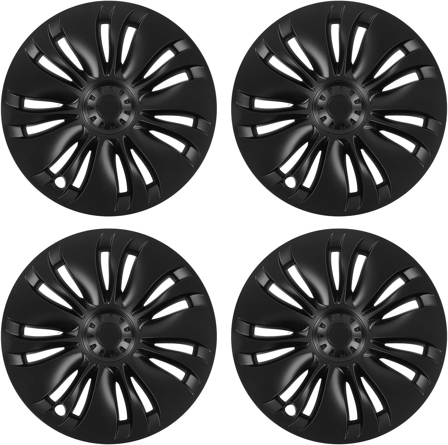 Aramox 4Pcs 19 Inch Wheel Hub Cover Matte Black Wheel Fully Wrap