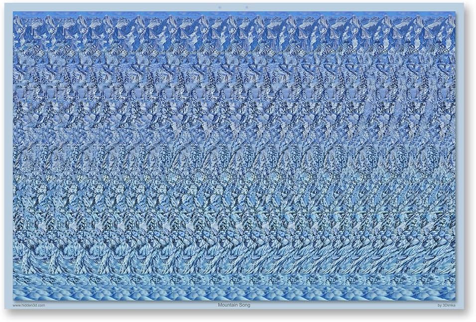 Mountain Song โ 24x16 Hidden 3D Stereogram Poster, Winter Wolves Wall Art
