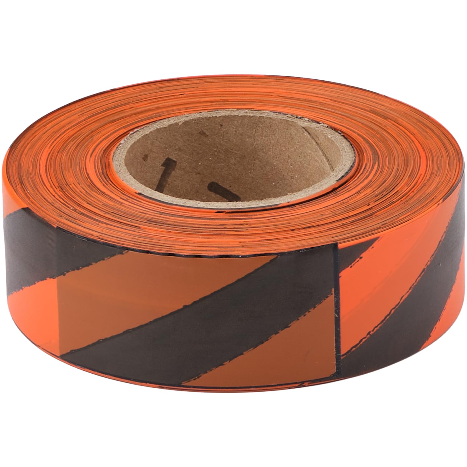 PRESCO Striped Vinyl Flagging Tape – High-Visibility Field Flagging on Black, Durable Outdoor Marking Tape for Forestry & Survey Use (12, Red/Black Stripe)
