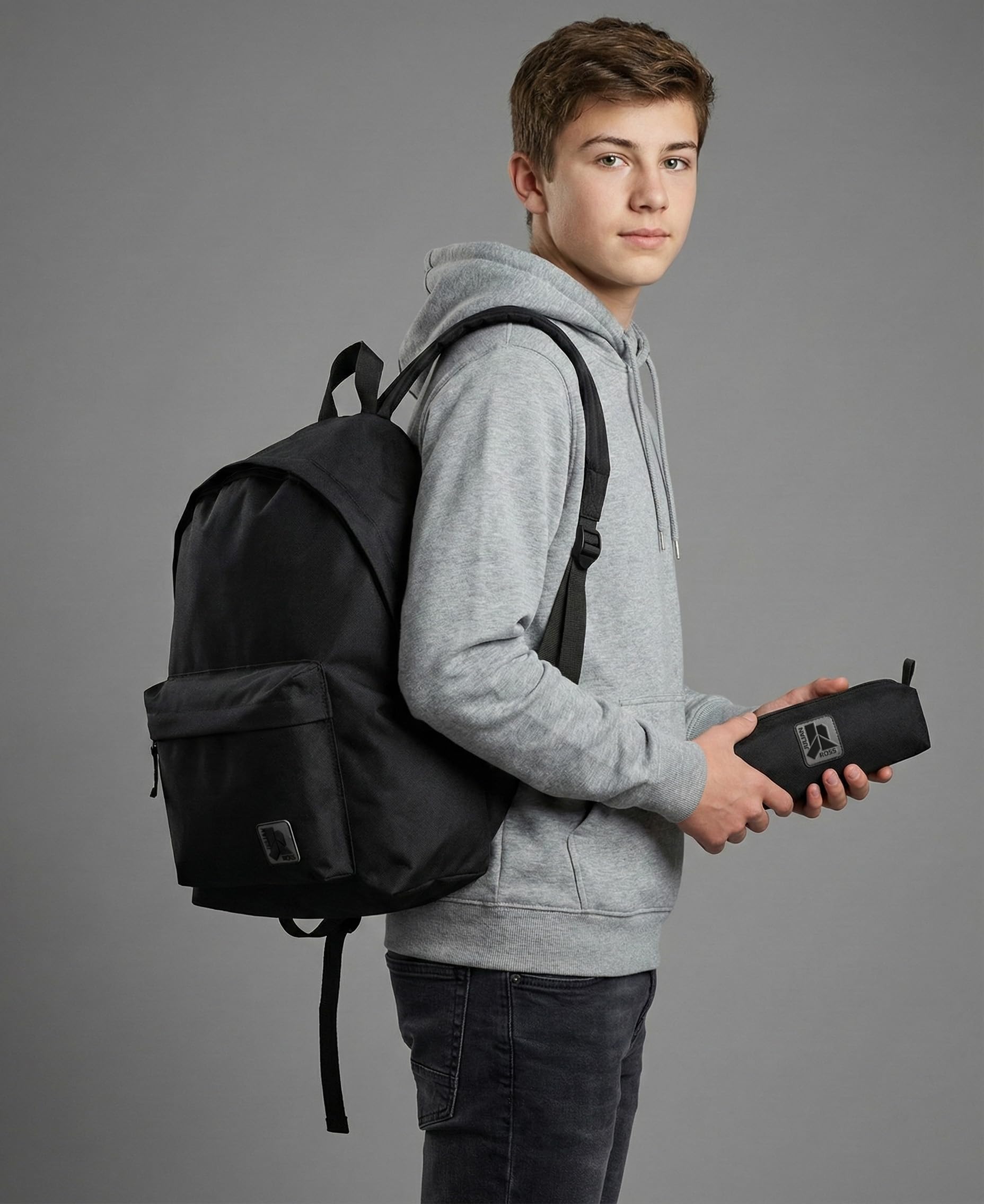 Julian Ross Zaino con Astuccio Coordinato – Impermeabile Leggero 41x31x18 cm in Poliestere – Zaino 24L Casual per Donna, Uomo, Ragazzi e Ragazze – Ideale per Scuola, Viaggi e Tempo Libero