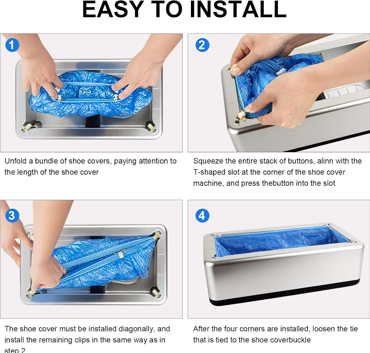 JoaSinc Shoe Covers Machine, Silver Shoe Cover Dispenser Automatic with 200pcs Disposable Plastic Shoe Cover for Home, Office, Supermarket, Factory, Hospital