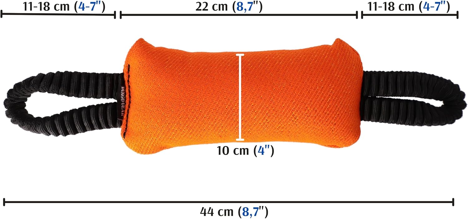 Dingo Gear Dog Tug Toy for Strong Dog, Bite Training, IGP, Fun, French Linen Pillow 8,7"x4" Orange S02822