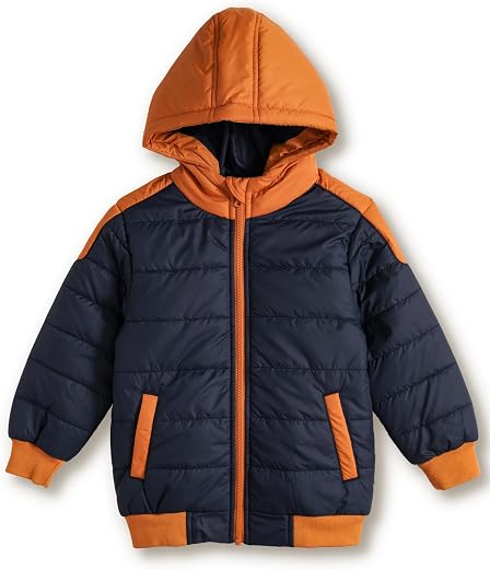 Amazon Brand - Symbol Boys Boys Quilted Winter Jacket with Detachable Hood | Age 2-12 Years| Standard Length