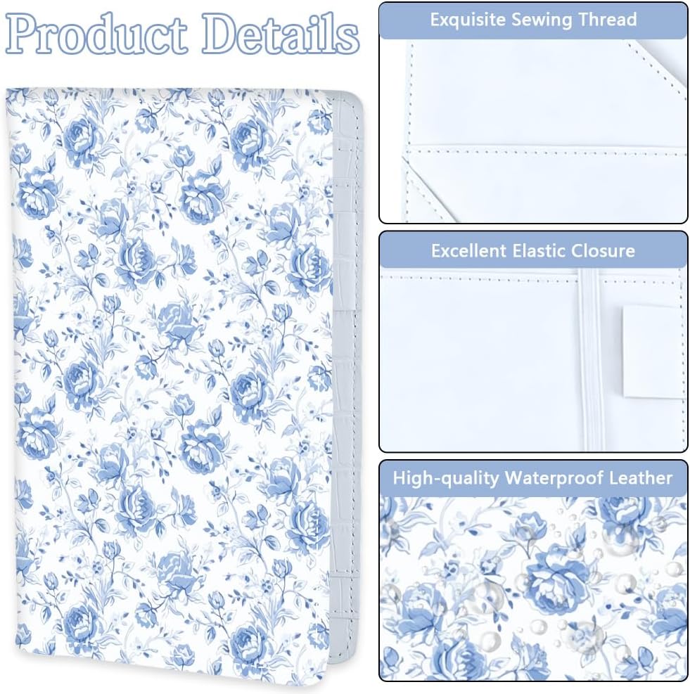 Waitress Book Floral Design 4.92 x 7.87 Inch Blue Server Book with Zipper Pocket Leather Notebook Money Organizer Cash Check Receipt Holder for Restaurant Waitstaff Use Fit Server Apron image 5