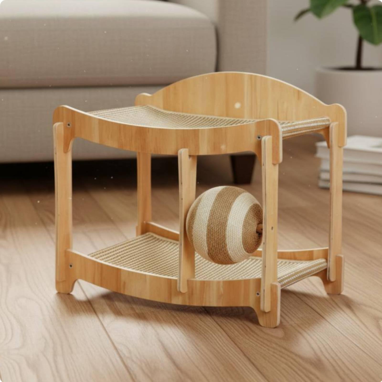 Tiragraffi con Palline Stabile Tiragraffi a 2 Piani Spazio Grande, S, Double Bed-sisal A