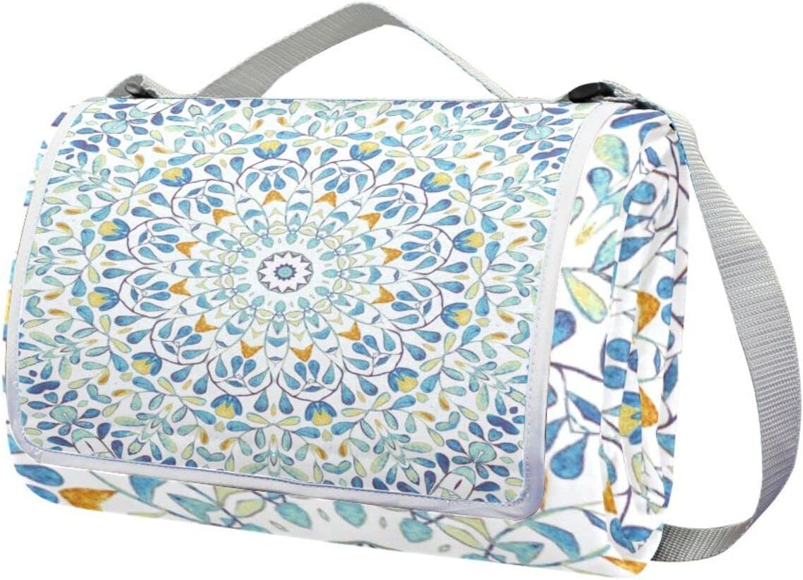 レジャーシート レジャーマット 厚手 アルミ 折り畳み 防水 コンパクト 大判 インディア 民族風 染付 そめつけ 花見 キャンプ