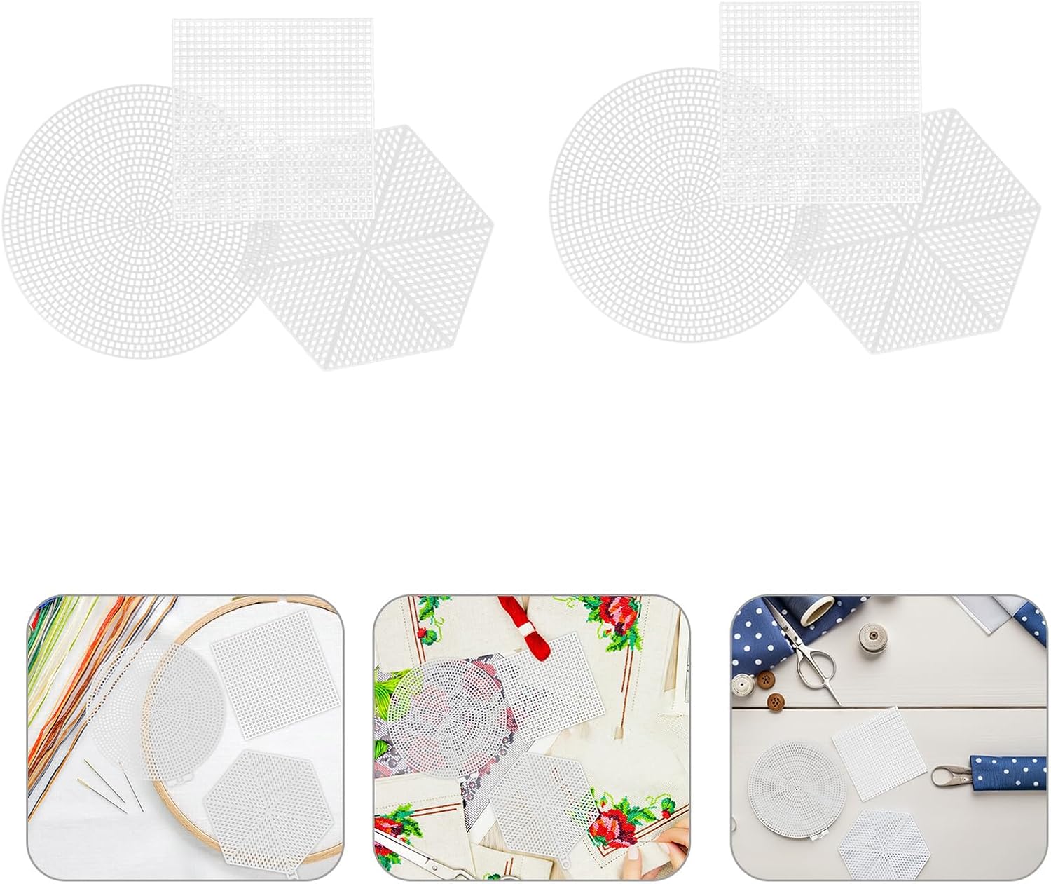 Alipis 24pcs Plastic Canvas Mesh Sheets for Embroidery and Hand Embroidery Fabric, White Plastic Grid Panels and Hexagon Shapes, DIY Needlepoint Craft Supplies for Sewing Projects