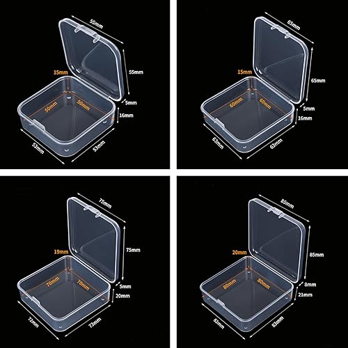 Miniatura 3 de Goodma 96 unidades de contenedores cuadrados vacíos de plástico transparente con tapas con bisagras para objetos pequeños y otros proyectos de