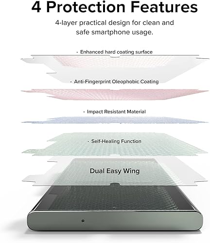 Miniatura 5 de Ringke Dual Easy Wing [2 unidades] Compatible con Samsung Galaxy S23 Ultra 5G (2023), protector de pantalla de cobertura completa premium compatible
