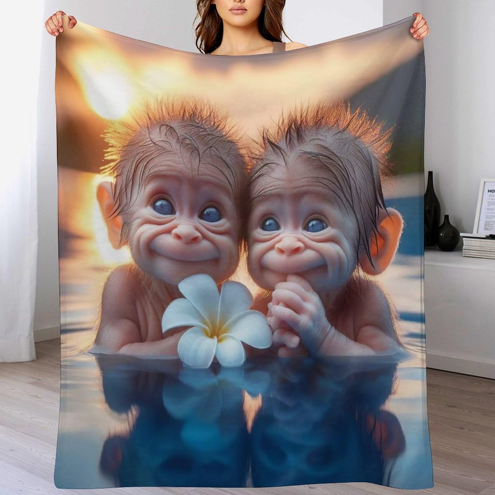 Couverture polaire singe chaude et hypoallergenique contre les nuits fraiches