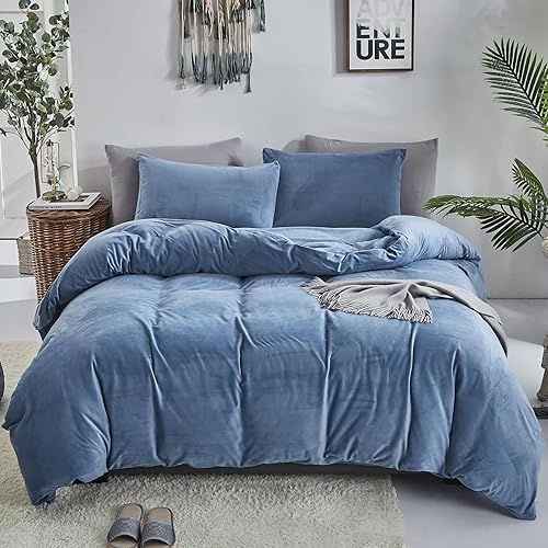 Miniatura 17 de Luxlovery Juego de edredón gris King para hombres y niños, juego de ropa de cama gris oscuro, manta edredón moderna de color sólido gris, cómodo,