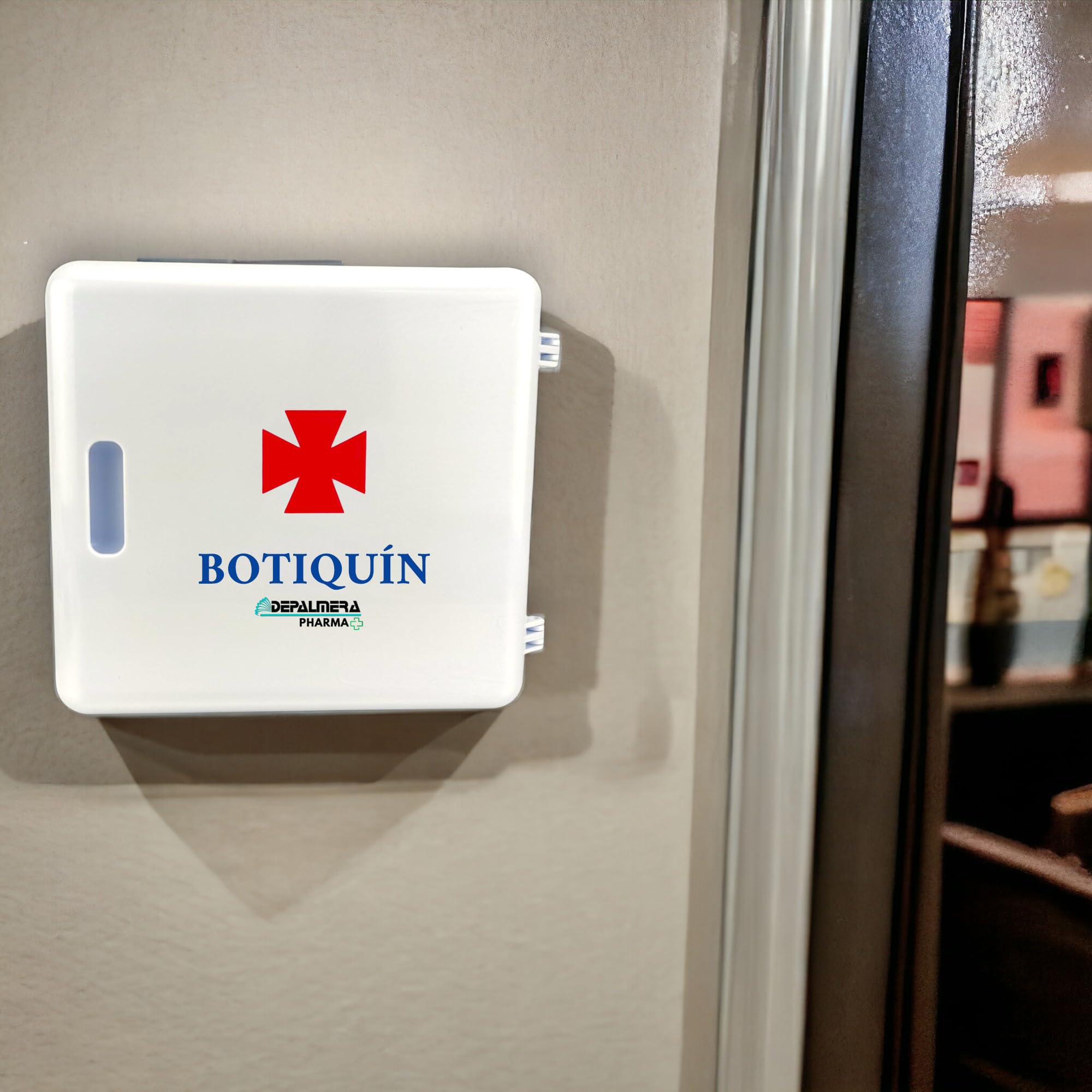 Pharma✙ Botiquin Armario de pared Primeros Auxilios para el Hogar y el Trabajo, BotiquÍn Primeros Auxilios para Casa Oficina con Guantes, Vendas, Gasas, Algodón, Tijeras, Tiritas