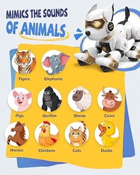 Robot Dog Toy for Kids, Programmable Remote Control Robot Puppy with Voice & Touch Sensors, Dancing & Singing, Animal Sound Imitation, Smart Stunt Robot Pet, Interactive Robotic Dog for Kids (Golden)