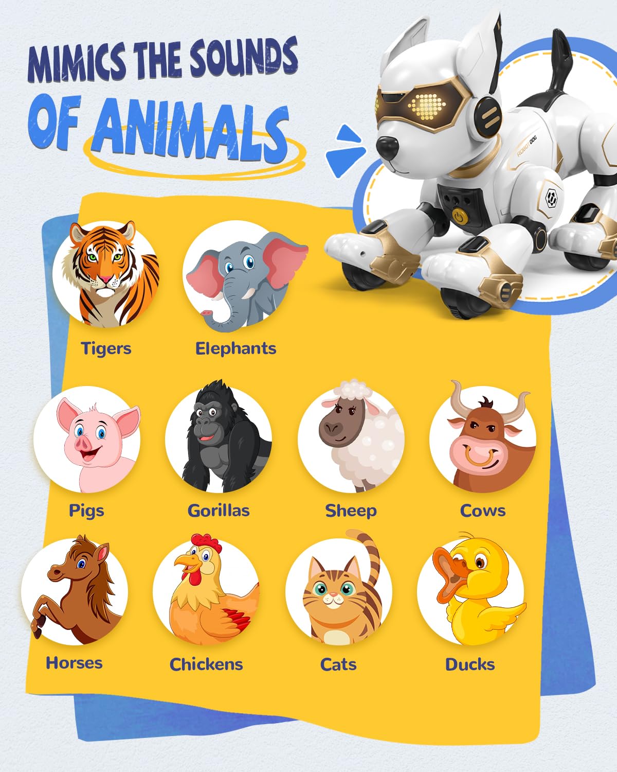 anysun Cane Robot, Giocattolo Robot Ricaricabile, Cane Robots Programmabile Interattivo per Bambini, Comandi Vocali, Telecomando, Rilevamento del Tocco, Ragazzi e Ragazze