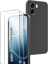 Cover for OPPO A6/A6T Pro 4G/5G + 2 Pieces Tempered Glass, Soft TPU Silicone Protective Case Anti-Fall and Dustproof with Ultra Clear Screen Protector 9H Hardness – Black