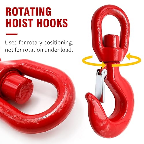 Miniatura 2 de UOIENRT Gancho de elevación giratorio con autobloqueo, gancho giratorio de alta resistencia para levantar gancho de cadena giratoria (7T)