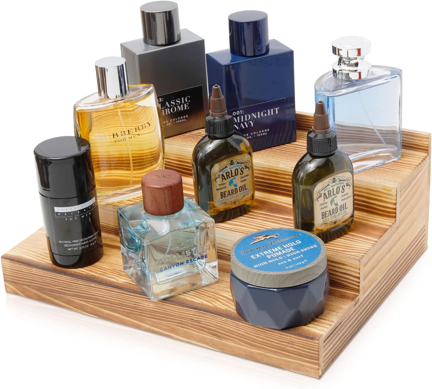 Amazon.com: ALCEDIA Cologne Organizer for Men - 4 Tiered Solid Wood ...