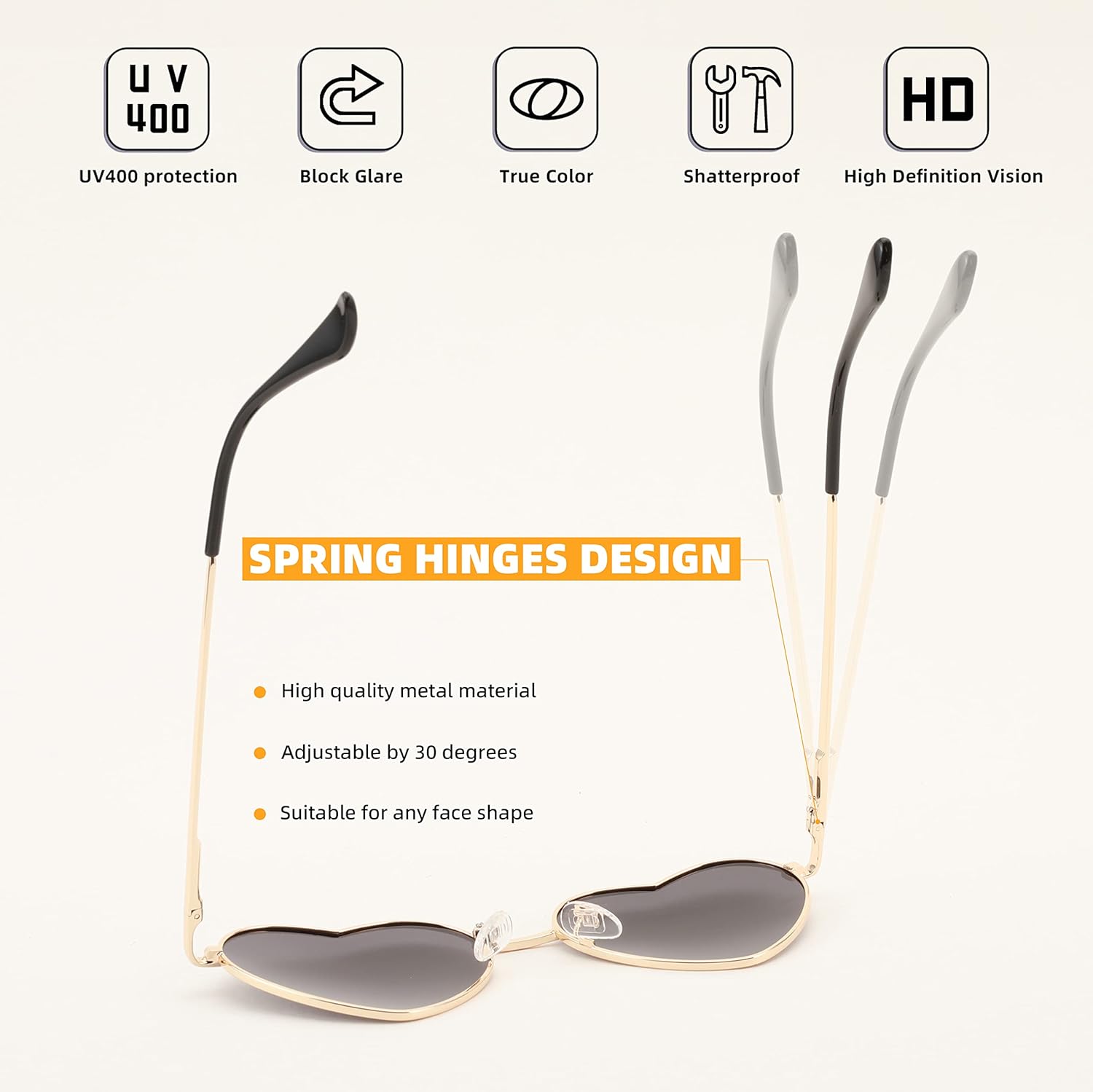 FEISEDY Polarized Heart Sunglasses Women Men Metal Frame Cute Lovely Glasses UV400 Protection B2375 - Image 3