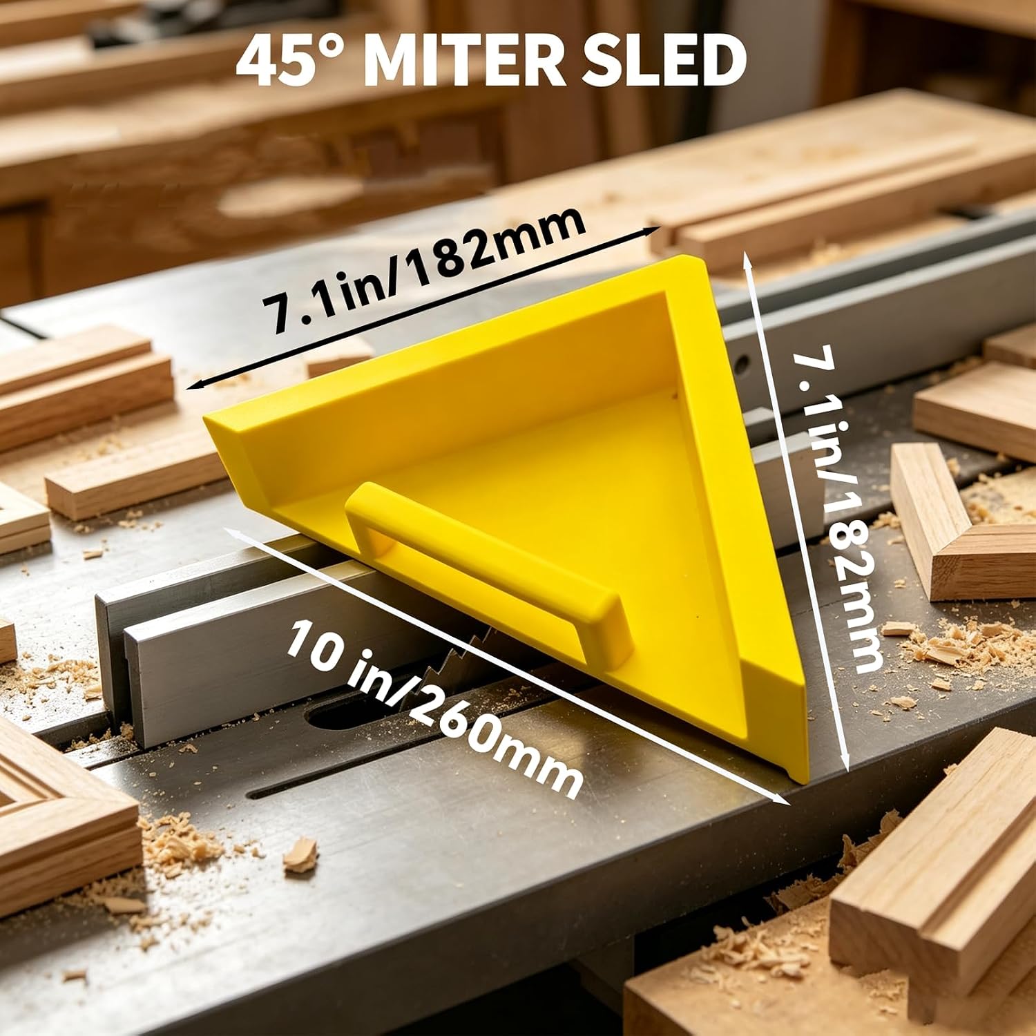 Table Saw Accessories Compatible with Dewalt DW745 Table Saw | 45 Degree Miter Sled for Angled Cuts | Secure Fit Miter Slot Accessories | Picture Frame & Box Corner Helper