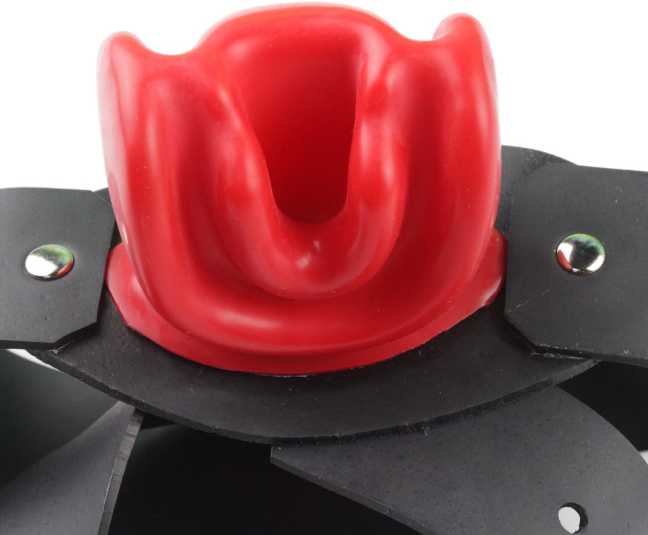 EXLATEX Latex Mask with Bite Gags Belt Bondage with Red Mouth Lip Facing Tongue