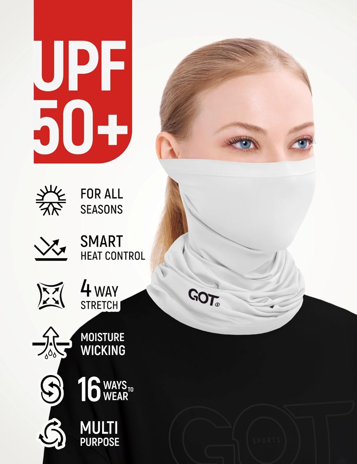 GOT Sports Cooling Neck Gaiter - UPF 50+ Fishing Face Mask for Men Women - Thermoregulation & UV Sun Protection - Image 2