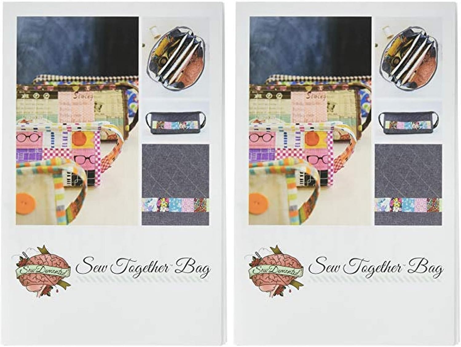 Sew Demented Sew Together Bag pattern, White 8.5" x 5.5"