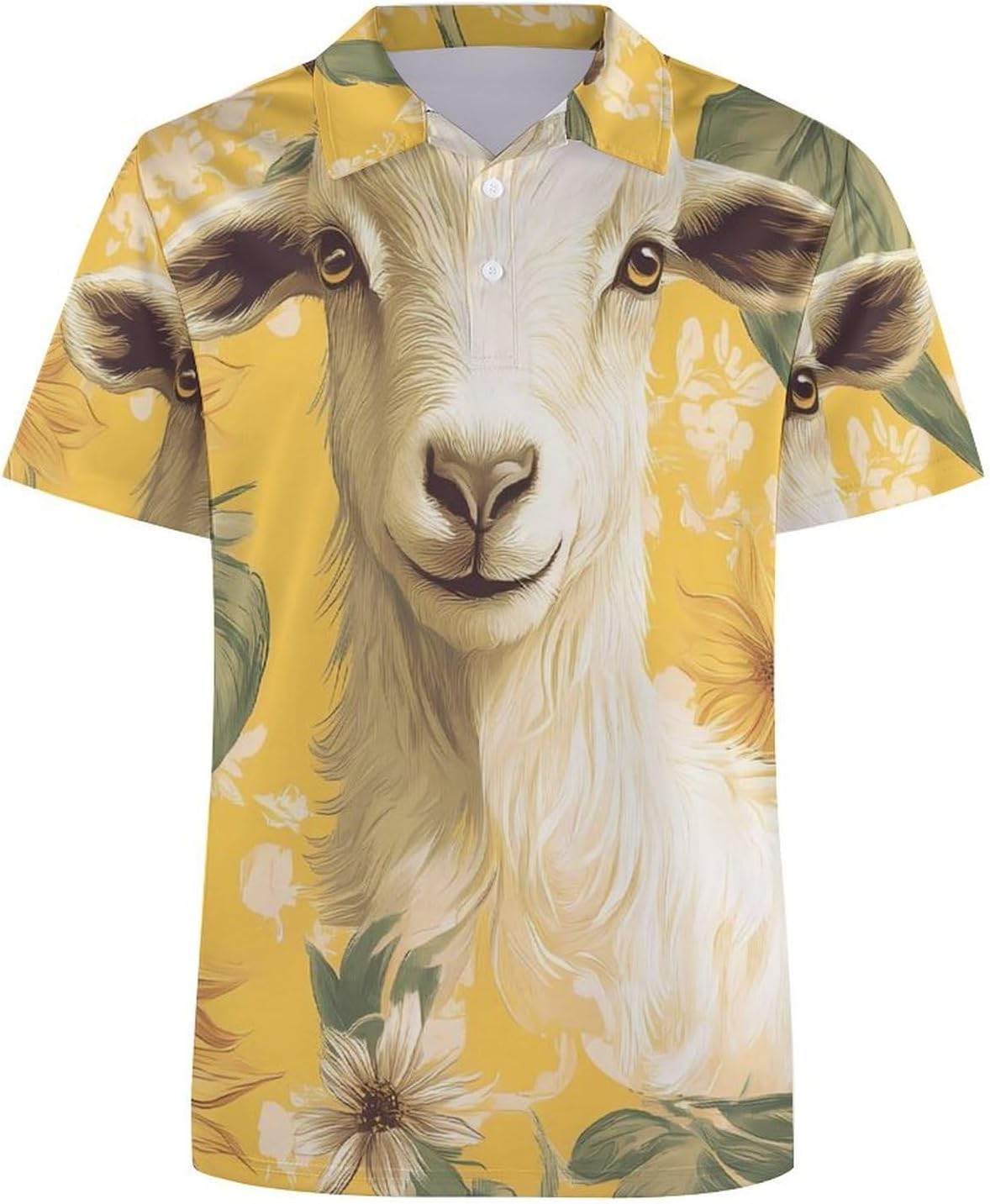 Goat and Sunflower Women's Golf Polo Shirts Short Sleeve Quick Dry Tennis Tops Casual Work Blouses