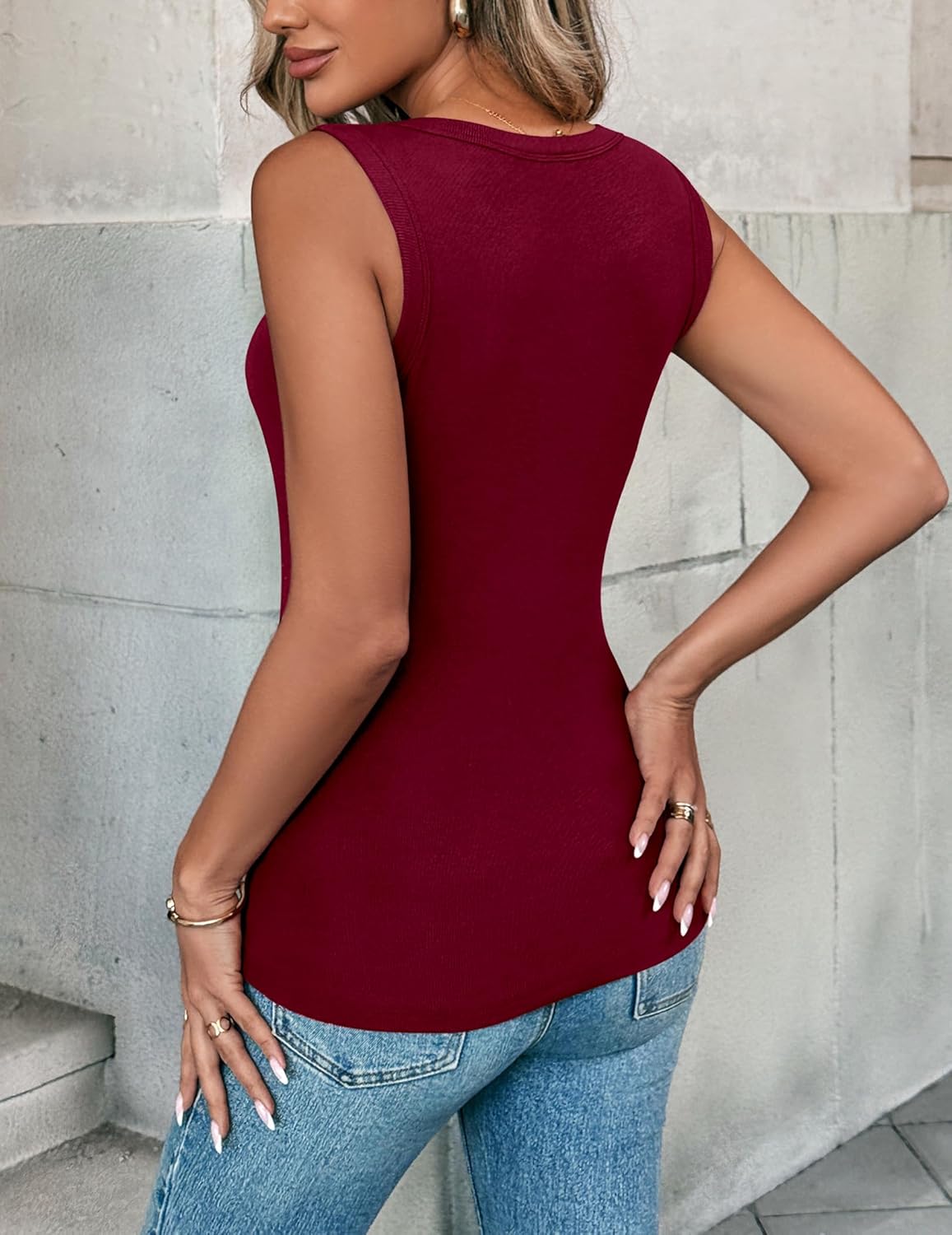 Zeagoo Womens Sleeveless Crewneck Ribbed Tank Tops Casual Basic Summer Top Slim Fitted Racerback Shirts - Image 2