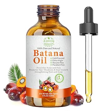 Batana Oil for Hair Growth Organic Raw Batana Hair Oil Natural Cold Pressed Pure Glass Bottle Oils to Thicken Brows, Repair Hair & Scalp, All Hair Types 4 fl oz by MMPANG