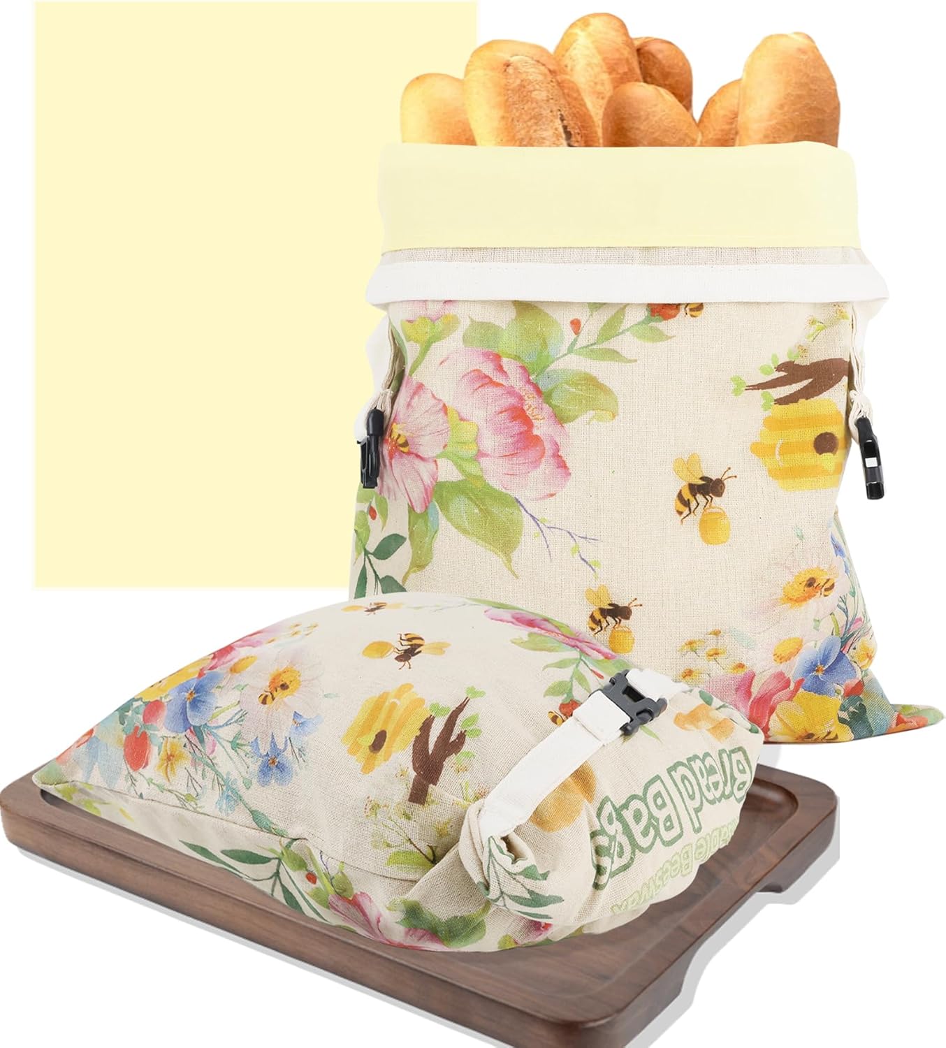 2Pack Beeswax Bread Bags for Sourdough and Homemade, Reusable Organic Linen Beeswax Bread Bag Eco-Friendly Fresh Food Storage, Moisture Lock– Freezer-Friendly-Includes A Replaceable Beeswax Liner